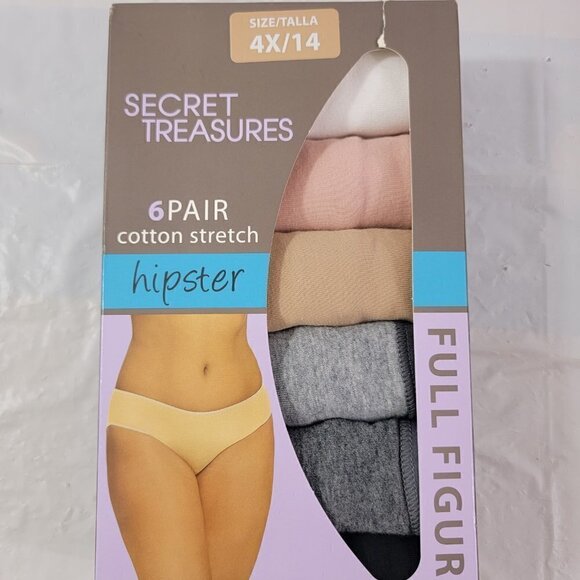 Secret Treasures Women’s Cotton Stretch 6 Pack Hipster Panties – Size 4X NEW - Picture 5 of 13